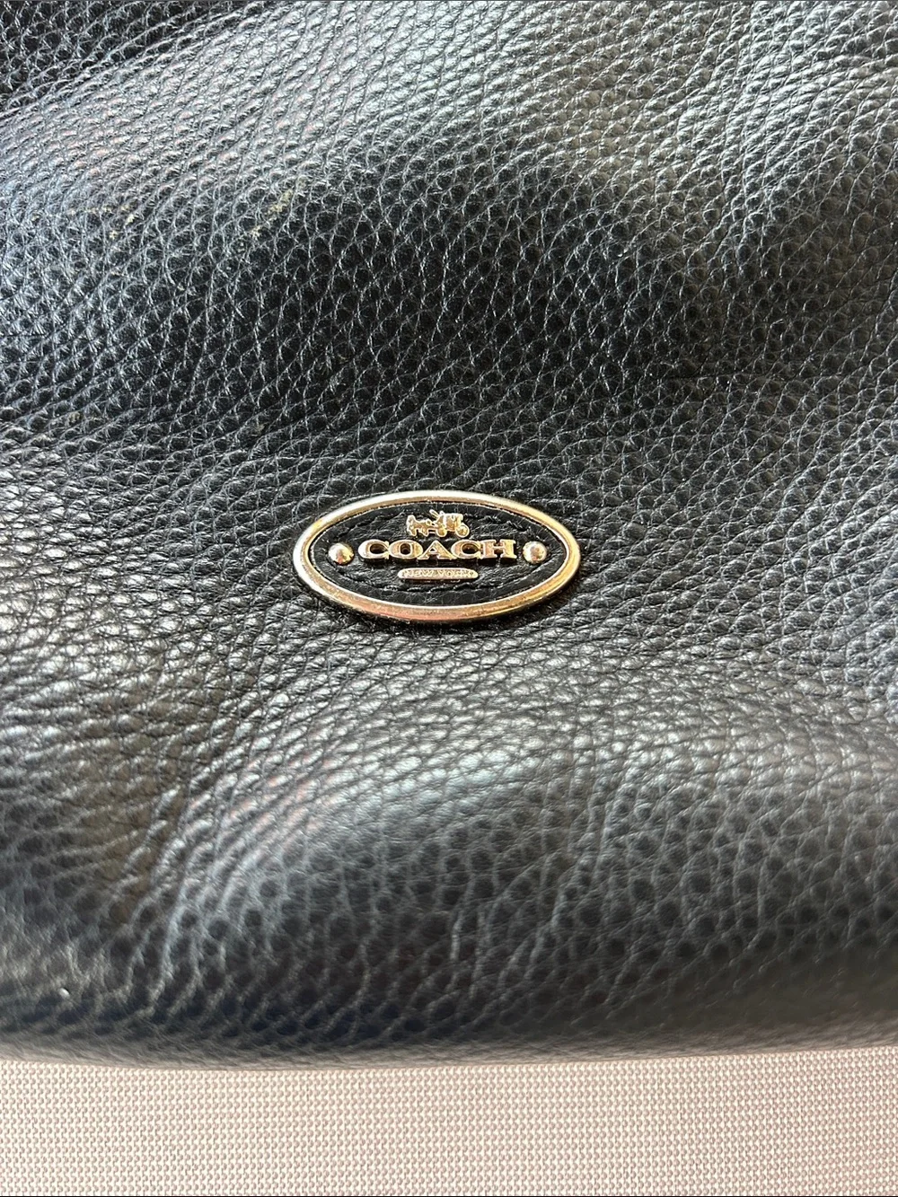 Coach Black Pebbled Leather Hobo Shoulder Bag with Silver Logo - Picture 2 of 9